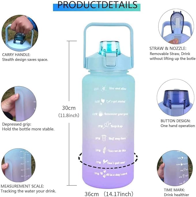 Set of 3 Motivational Water Bottle Sipper – 2 Litre, 700ml & 280ml