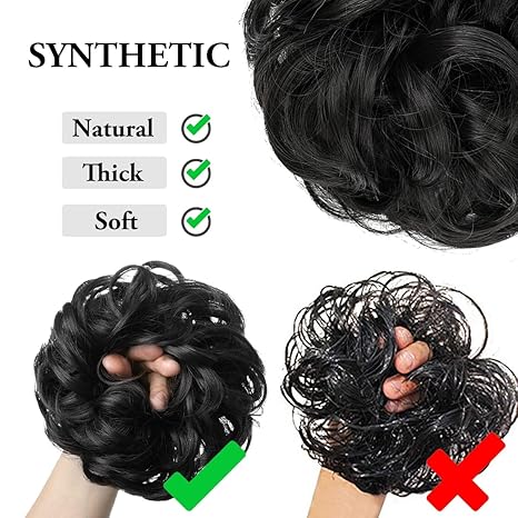 Messy Bun Scrunchie for Girls and Women - Natural Black