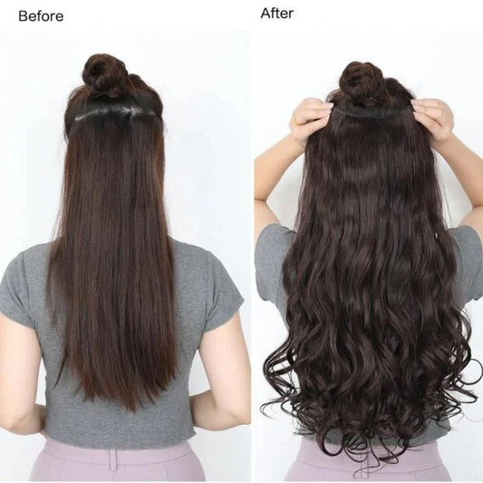 24 Inches" Clip In Hair Extensions + Free Hair Bun