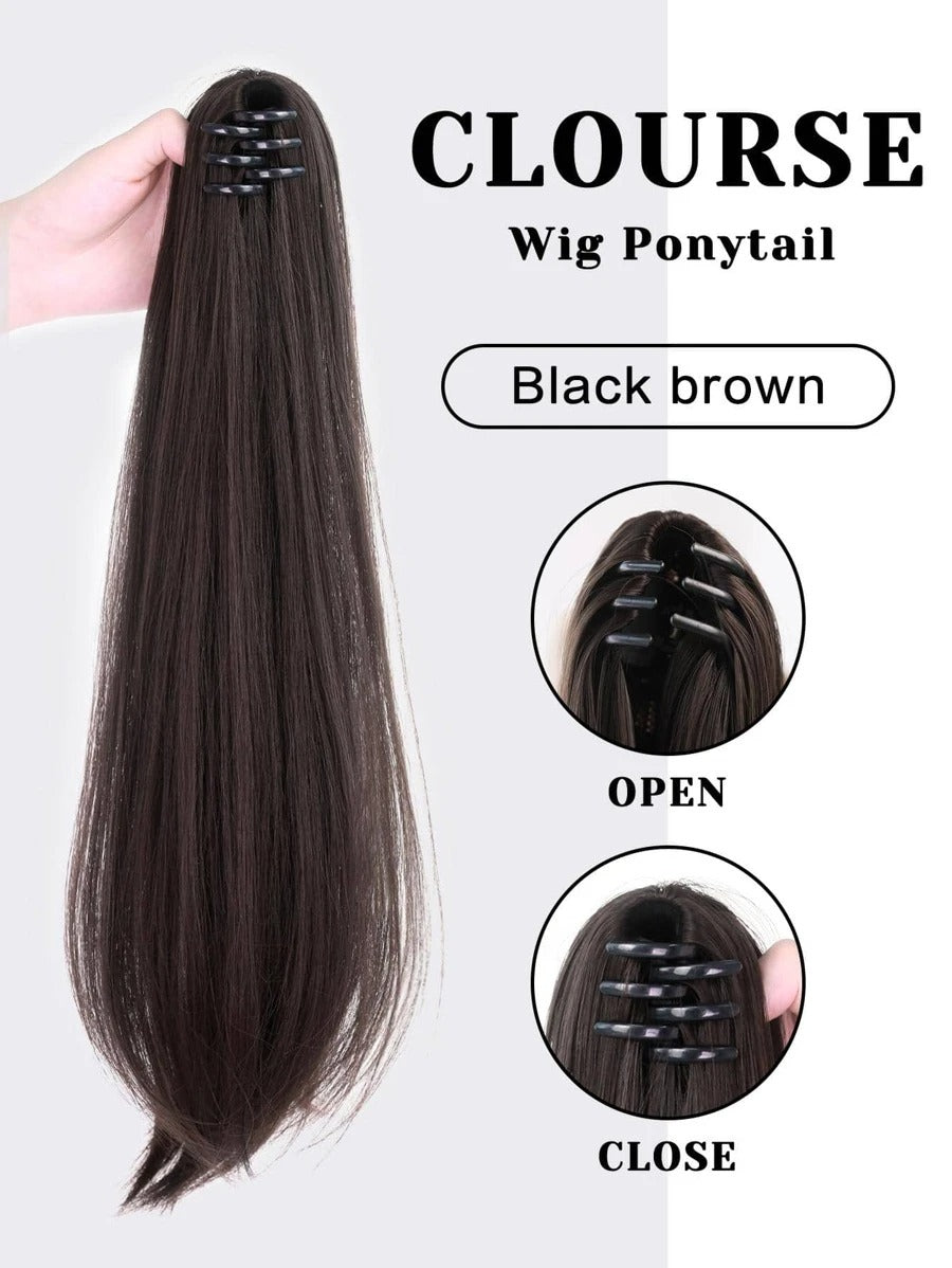 18 Inch Long Ponytail Hair Extension + Free Hair Bun