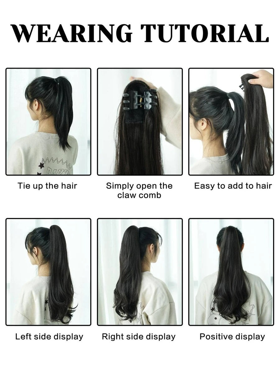 18 Inch Long Ponytail Hair Extension + Free Hair Bun