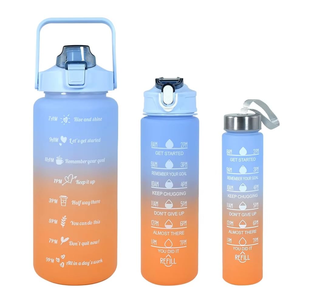 Set of 3 Motivational Water Bottle Sipper – 2 Litre, 700ml & 280ml