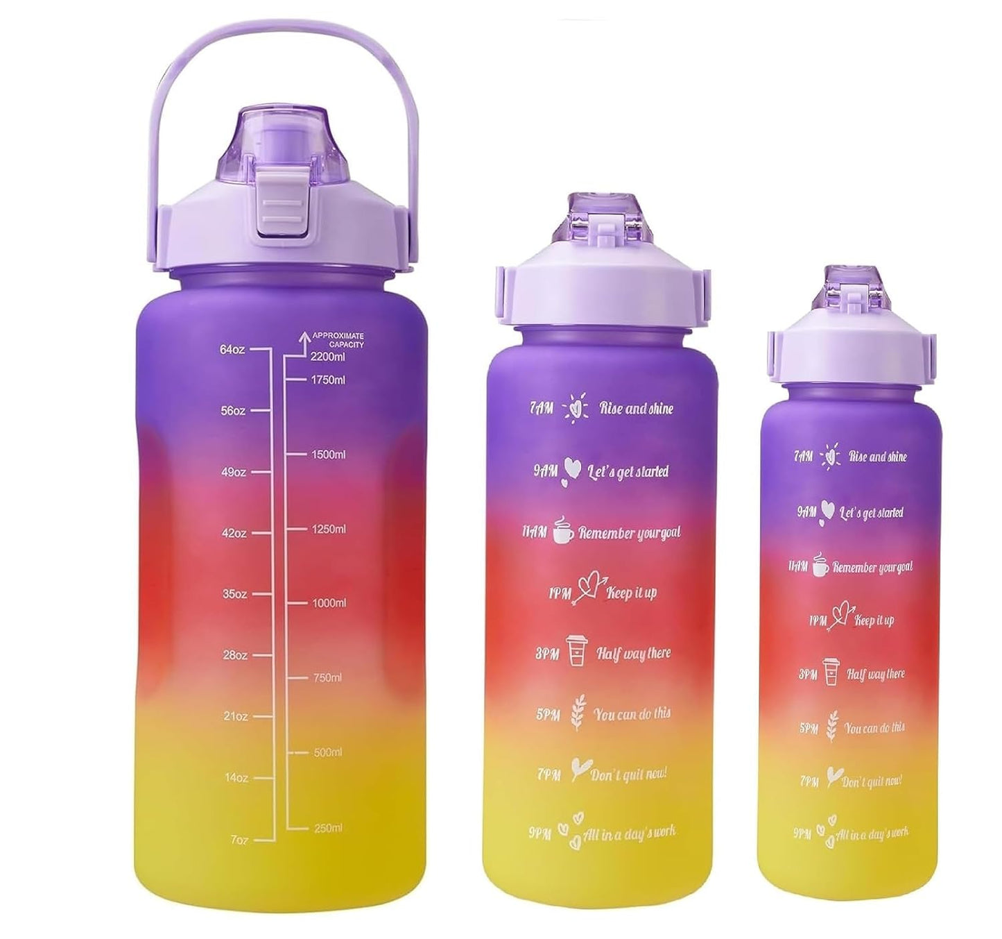 Set of 3 Motivational Water Bottle Sipper – 2 Litre, 700ml & 280ml