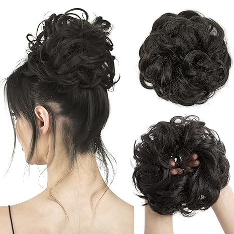 Messy Bun Scrunchie for Girls and Women - Natural Black