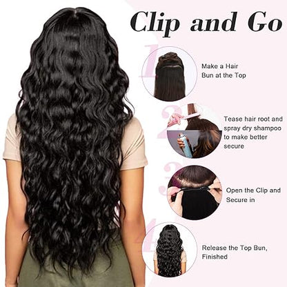 24 inch hair extension natural brown + Free Bun