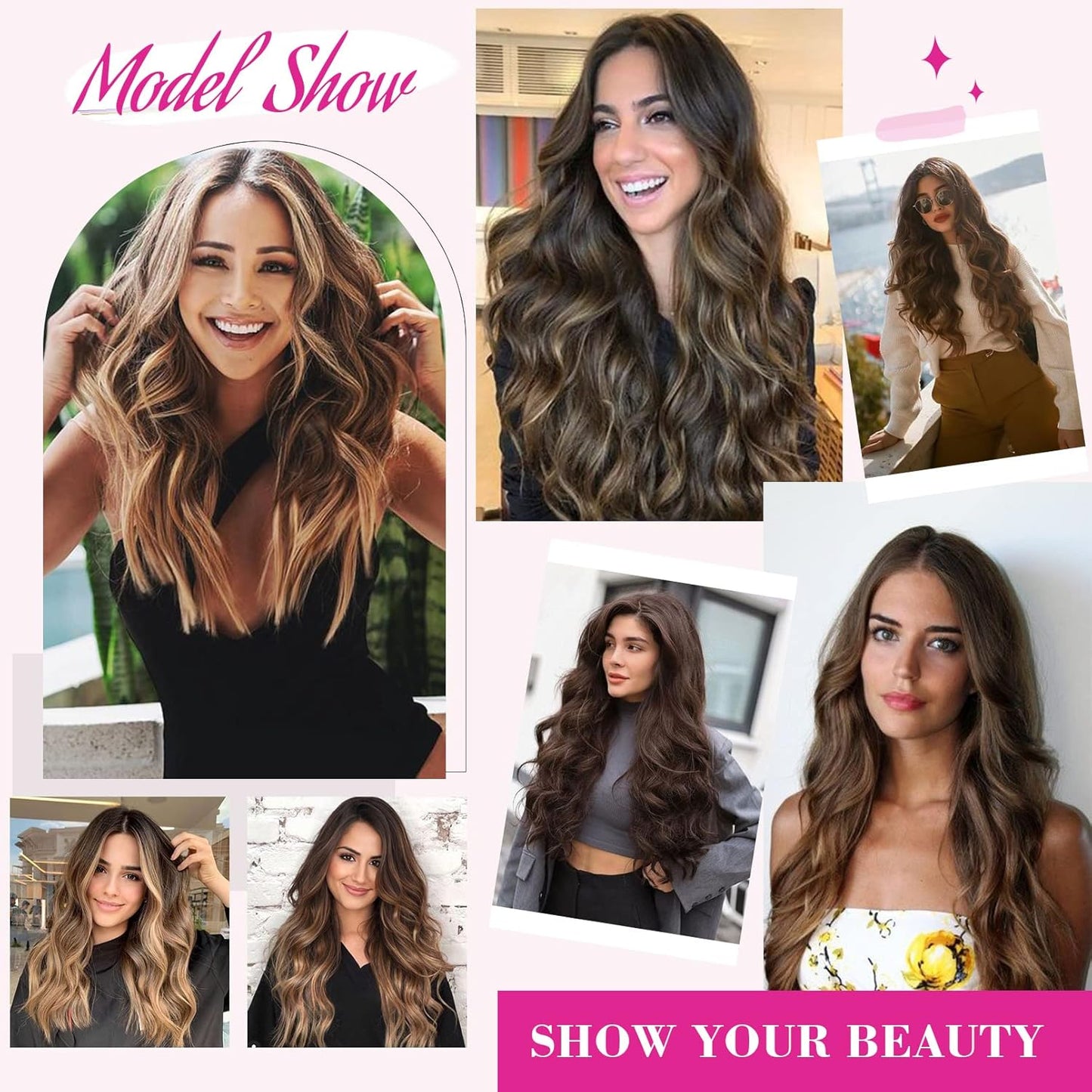 24 inch hair extension natural brown + Free Bun