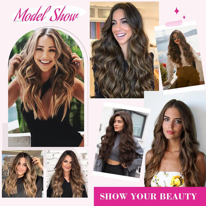 24 inch hair extension natural brown + Free Bun