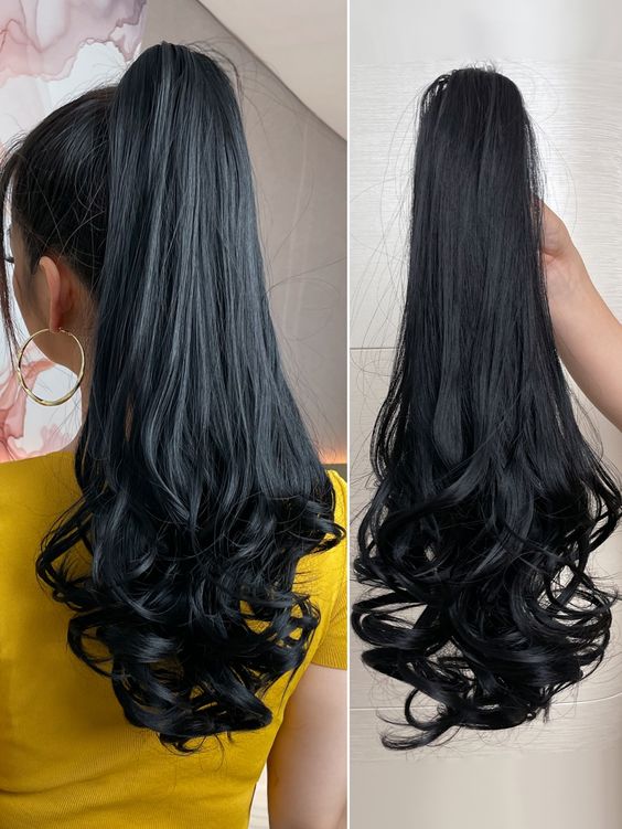 18 Inch Long Ponytail Hair Extension + Free Hair Bun