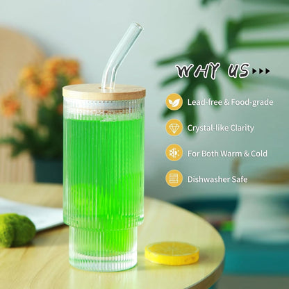 Glass Tumbler with Straw - Pack of 1 (Color May Vary)