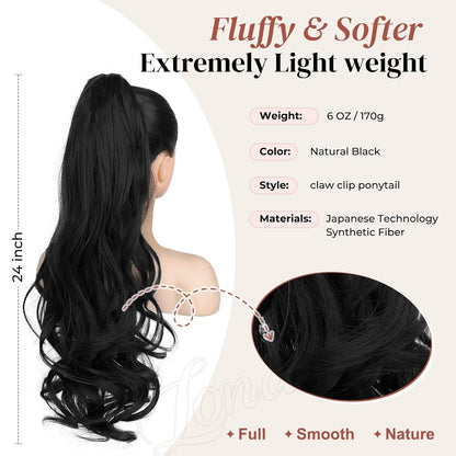 Claw Clip Ponytail Extension for Women 24 Inch
