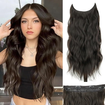 Clip In Hair Extensions 24 Inch Long Invisible Hair Extensions + Free Messy Bun