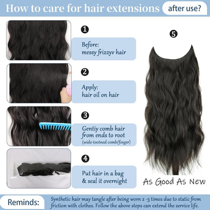 Clip In Hair Extensions 24 Inch Long Invisible Hair Extensions + Free Messy Bun