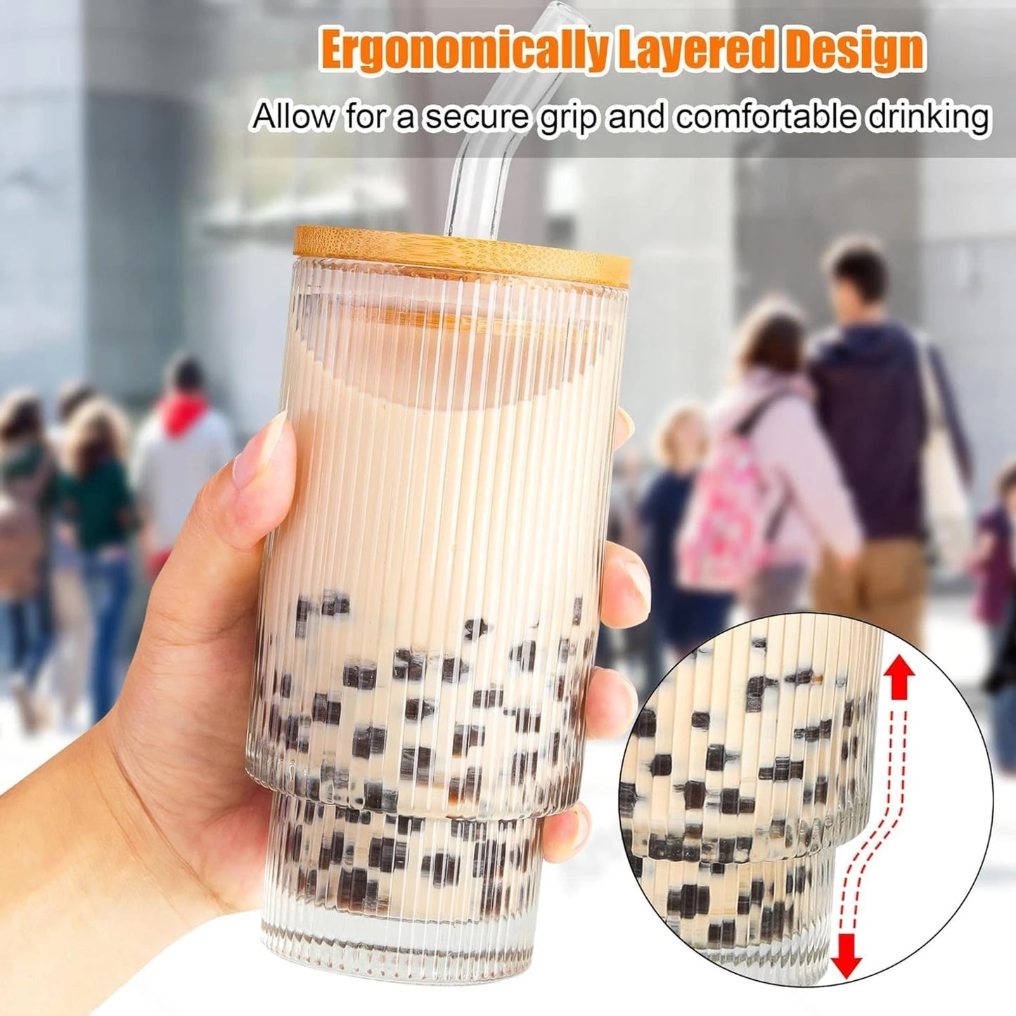Glass Tumbler with Straw - Pack of 1 (Color May Vary)