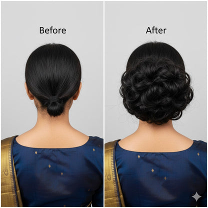 Instant Voluminous Hair Bun Extension - Natural Indian Black & Brown (Buy 1 Get 1 Free)