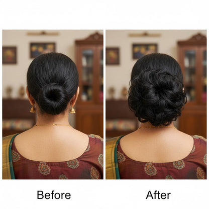 Instant Voluminous Hair Bun Extension - Natural Indian Black & Brown (Buy 1 Get 1 Free)