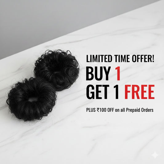 Instant Voluminous Hair Bun Extension - Natural Indian Black & Brown (Buy 1 Get 1 Free)
